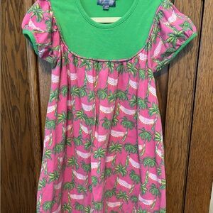 Simply Southern Girls Pink and Green Palm Tree Dress with Hammock 🏝️
